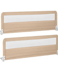 Foldable Bed Rail For Toddlers And Tots 71 Inch Safety Guard With Straps Child Lock Swing Down Removable Oxford Cover Beige 2 Pack