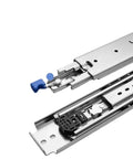 Heavy Duty Three Fold Full Extension Drawer Slides With Lock, 60 Inch cold rolled steel glider with locking mechanism.