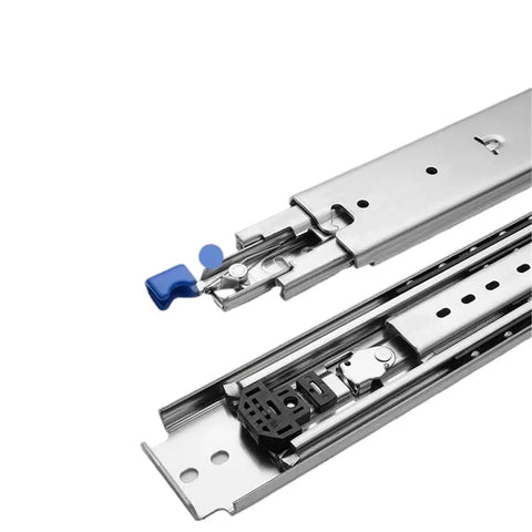Heavy Duty Three Fold Full Extension Drawer Slides With Lock, 60 Inch cold rolled steel glider with locking mechanism.