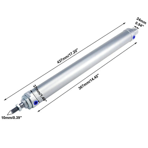 Big Time Air Cylinder 32mm Bore 300mm Stroke Dual Acting Single Piston With Y Connector And Quick Fittings MAL32X300 aluminum body