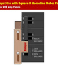Illustration of Generator Interlock Kit For Square D Homeline Meter Main 150/200 Amp Breaker.
