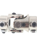 Built Tough 3/4 Inch By 3/4 Inch Dd Chrome Single U Joint Steering Shaft Universal Joint Replacement close-up view of chrome finish.