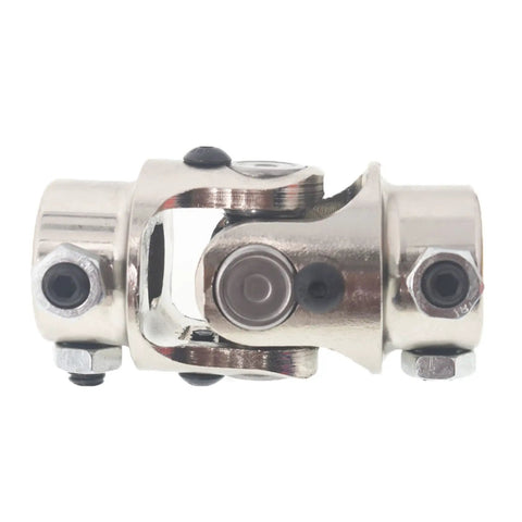 Built Tough 3/4 Inch By 3/4 Inch Dd Chrome Single U Joint Steering Shaft Universal Joint Replacement close-up view of chrome finish.