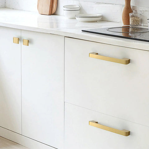 High End Gold Plated Solid Brass Cabinet Pulls 220mm Double Hole Drawer Handles For Living Rooms And Dressers Heavy Duty Modern Furniture Hardware That Really Slaps on white cabinets