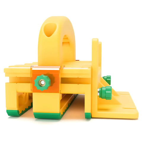 Side view of Fully Adjustable 3D Push Block With SafeRip Kit for Table Saws, Router Tables, Band Saws, and Jointers, yellow color