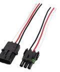 Upgrade Your Ride With Quality 3 Socket Weather Pack Connector Kits Perfect For Automotive Marine Racing And Industrial Jobs As A Durable Waterproof Replacement For Old Broken Parts Built To Last Longer Than Stock. 3-pin waterproof connector kit with red, black, and white wires