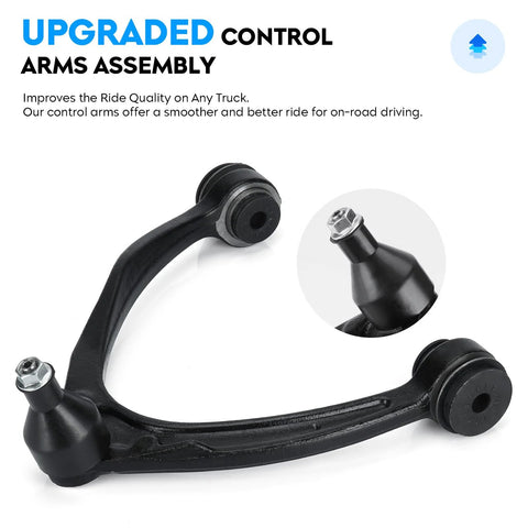 10Pc Front Upper Control Arm Set With Ball Joints For Chevy Silverado Tahoe Suburban Avalanche Yukon Sierra 1500 2007 2014 Replacement Suspension Kit, close-up view of a single control arm with ball joint.