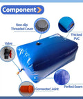 Components of Massive Capacity Collapsible Water Bladder Tank For Gardens And Farms, Portable Water Storage Bag 1136L 300Gal