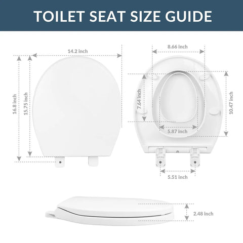 Round Toilet Seat With Slow Close And Quick Release Easy Clean Plastic In White Standard Round Size For Family Bathrooms Kid Friendly guide