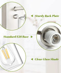 Focus on components of Set Of 2 Brushed Nickel Wall Sconces For Bathroom And Hallway Modern Farmhouse Vanity Lights With Clear Glass Shade Waterproof Wall Mount Lanterns For Bedroom And Living Room
