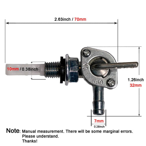 Upgraded Petcock Fuel Tank Shutoff Valve For Generators Predator Engines Go-Karts And Mini-Bikes Replacement Fuel Tap with M10x1.25 thread