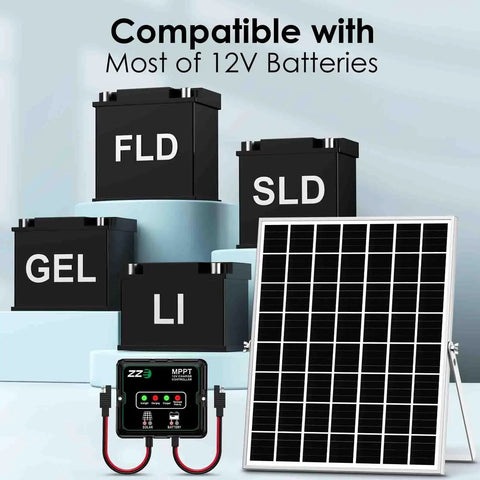 Pro Grade Solar Powered Battery Charger Trickle Maintainer 20W 12V MPPT Panel Kit with IP68 Waterproof Charge Controller for batteries