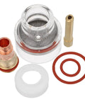 Heavy Duty Welding Torch Glass Cup Replacement For Wp 17 18 26 Tig Torch Nozzle Kit With Washer Rings, clear glass cup with copper nozzle and washers.
