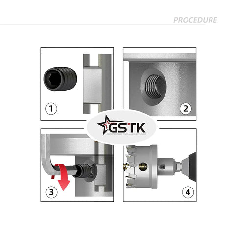 Assembly procedure for Heavy Duty Tungsten Carbide Tipped Hole Saw Kit 10 Pieces For Hard Metals With Titanium Plated Pilot Center Drill Bits