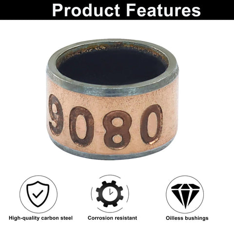 Front view of 10 Piece Oilless Sleeve Bearings Set With 8mm Bore 10mm OD And 6mm Length Wrapped Bushings Bronze Sintered Coated