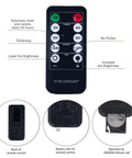 Remote control for Flickering Flameless LED Candles Real Wax Pillar Set Of 6 with brightness and timer functions displayed