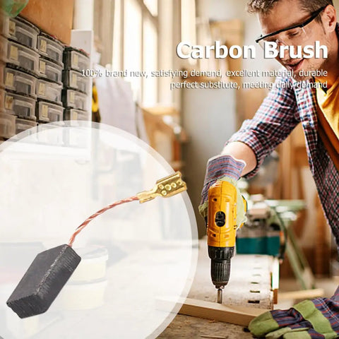 Man using drill with 60 Piece Carbon Brush Set For Electric Motors, 10 Sizes For Replacement And Repair Of Power Tools visible in foreground