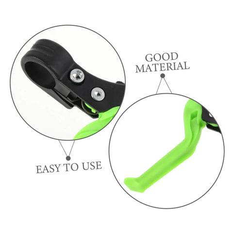 Close-up of Three Finger Bike Brake Lever For Boys And Girls showing light green ergonomic MTB disc brake lever materials and design.