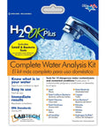 Image of H2O OK Plus Complete Water Analysis Kit With 23 Tests package showing water faucet and testing parameters information.