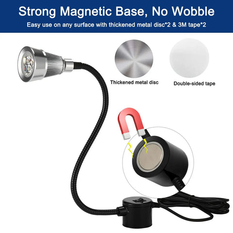 Hella Bright Magnetic Led Work Light Featuring A Slick Flexible Gooseneck Neck showcases strong magnetic base and flexible neck for precision use.