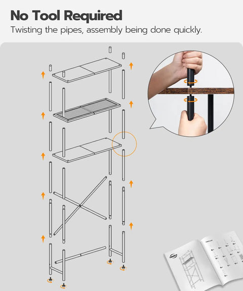 Over The Toilet Storage Organizer 3 Tier Freestanding Bathroom Shelf Easy Assembly Diagram