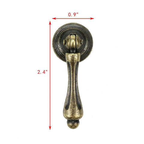 8 Piece Tear Drop Cabinet Pull Handles In Antique Bronze With Screws For Drawers Dressers And Wardrobes Zinc Alloy Knob Pulls Rust Resistant 2.4 Inch Long 24mm Base 3mm Mounting Holes
