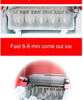 Sleek Countertop Ice Machine Cranking Out Thirty Three Pounds Of Snap Frozen Cubes In Six Minutes With Dual Sizes And No Sweat Setup For Weekend Bashes showing ice-making mechanism and ice cubes.
