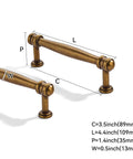 2 Pack 3-1/2 Inch Center to Center Antique Brass Cabinet Pulls showing dimensions with durable construction for cabinets and drawers