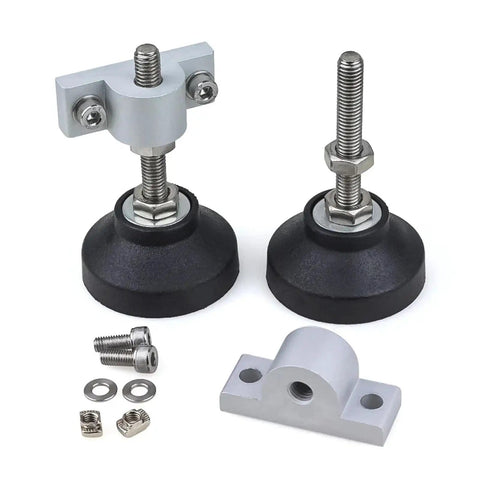 Adjustable Foot Pad Kit For Aluminum Profiles And Caster Wheels Four Pack With Height Adjustable Feet M8 M10 M12 50mm And 60mm Dia Leveling Furniture Feet For Cabinets Stands Small Machinery Durable And Easy To Install