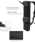 Lightweight Back Archery Quiver, Dual Use Foldable Hip Arrows Bag With MOLLE Pocket, showcasing hook and loop fastener, black.