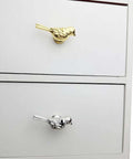 Must Have Bird Shaped Cabinet Knobs Set of 2, Vintage Metal Drawer Pulls for Cupboard Doors and Dressers, Gold Finish