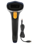Front view of Wired 2D Barcode Scanner USB Plug And Play For POS System, Computer, And Data Entry with coiled USB cable
