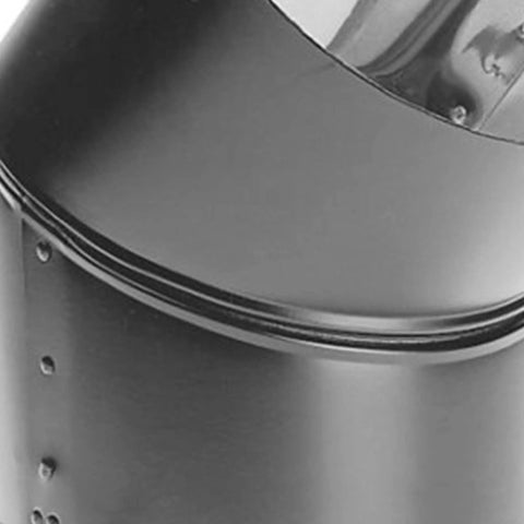 Close-up of Heavy Duty Double Wall 6 Inch 45 Degree Elbow Vent Connector for Wood Burning Stove, black galvanized steel.