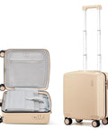 Go To 16 Inch Underseat Carry On Luggage With Hard Shell And Spinner Wheels Airline Approved 29L Lightweight Travel Case in Cuba Sand