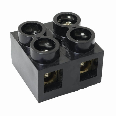 Two Pack 500V 60A Screw Terminal Block, 2 Position Dual Row Barrier Strip, Double Row Electrical Terminal Block, Insulated Black