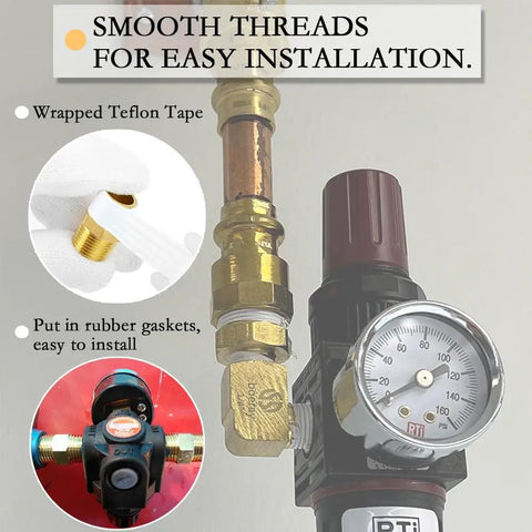A Must Have Brass Fittings Kit 24 Piece NPT Adapters And Nipples Set with gauge and Teflon tape on pipework