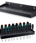 Beefy 32 Hole Screwdriver Organizer Wall Mount Rack Heavy Duty Metal Tool Holder For Hammers Pliers And Screwdrivers