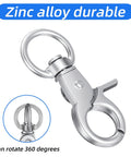 Front view of silver zinc-alloy swivel trigger snap hook with ring (2.36 x 0.98 in)