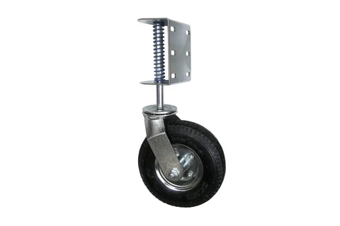 8 Inch Pneumatic Spring-Loaded Gate Caster Wheel, 360 Degree Swivel, Heavy-Duty Universal Mount, Cushioned Gate Mobility, 200 Lb Load
