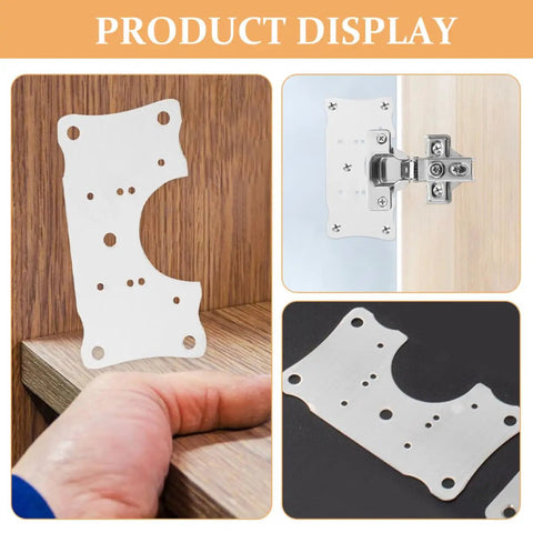 Product display of Five Piece Cabinet Door Hinge Repair Plates Durable Quick Install Hardware for kitchen and office use.