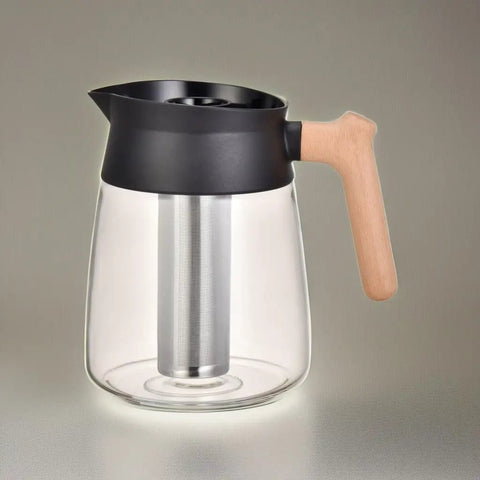 12 Cup Glass Carafe Replacement For CFP301 CM300 CM401 Coffee Makers With Double Layer Stainless Steel Filter, Beech Wood Handle