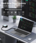 Laptop displaying real-time data updates for High Precision 9 Axis Inclinometer With Acceleration Gyro Angle Magnetic Field Digital Compass Kalman Filtering For Arduino And Raspberry Pi MPU9250 Gyroscope Sensor, connected to sensor.