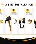 3-step installation guide for 120 Piece Self Drilling Drywall Anchors And Screws Kit With 60 Heavy Duty Steel Anchors