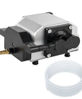 AP30A Portable Air Assist Pump 0 To 30 Liters Per Minute Adjustable Airflow For CNC Engraving Machines With Six And A Half Foot Hose And 4 Mm Inner Diameter Tube, side view with hose