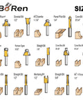 Fifteen Piece Router Bit Set With One Quarter Inch Shank For Woodworking Includes Corner Round Dovetail Bit Forty Five Chamfer