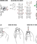 Diagram showing use and adjustment of All In One Multitool Bracelet For Men With Pry Tool And Bottle Opener, 29 In 1 Stainless Steel Wristband.
