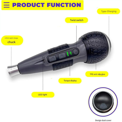 Fast Charging Cordless Mini Drill With USB Charging And Six Interchangeable Bits Including Phillips And Flathead, Nonslip Grip