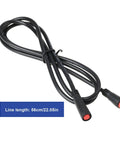 2 Pin E Bike Light Throttle Waterproof Extension Cable 56 Cm Long for 52V 48V 36V E Bike Motors shown coiled with red tips.