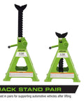 Beefy Six Ton Ratcheting Jack Stands Pair For Auto Repair Heavy Duty Adjustable Lift With 15.5 To 24 Inches Height Range