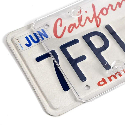Unbreakable License Plate Shields Set Of 2 Clear Bubble Plate Covers with fastening screws on California plate